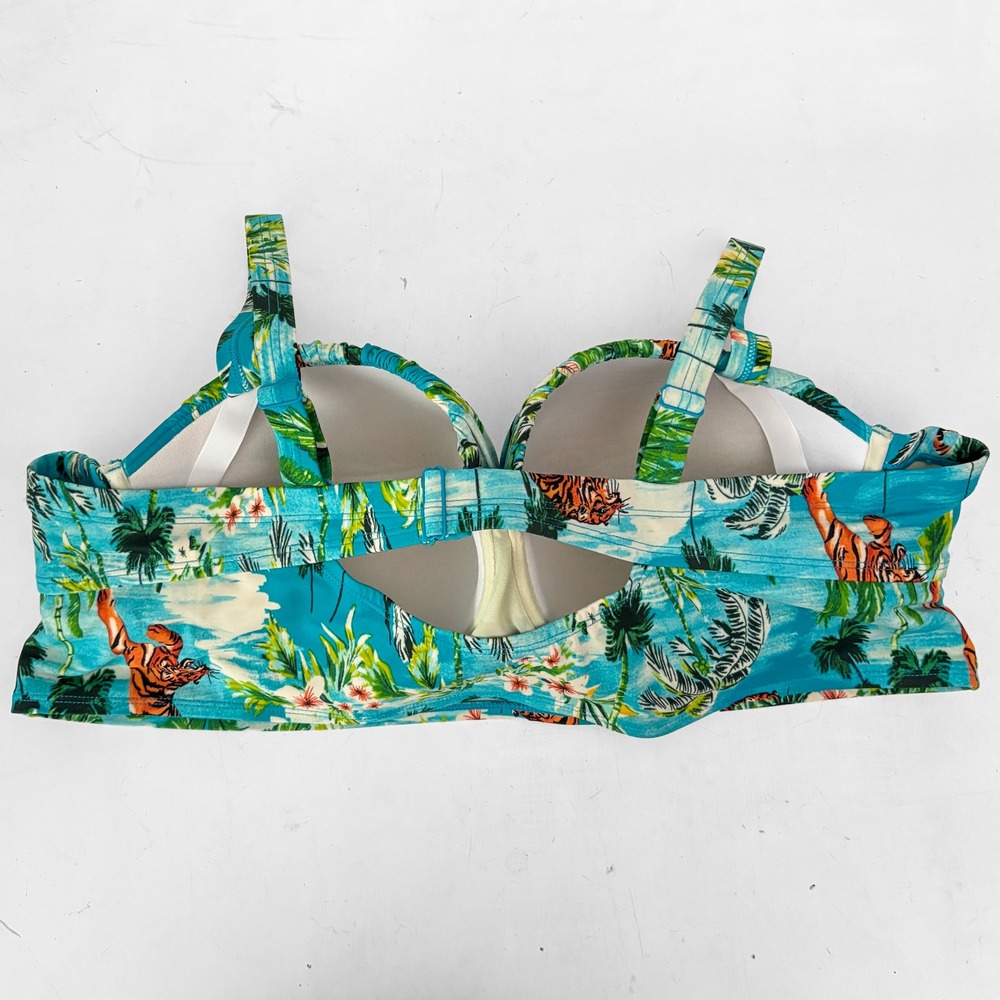 Torrid Retro Underwire Ruched Bikini Top Tiger Tropic Plus Size 4X DD/F‎ Pinup - Picture 3 of 9